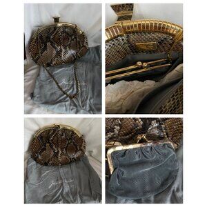 Judith Leiber python snakeskin clutch shoulder bag